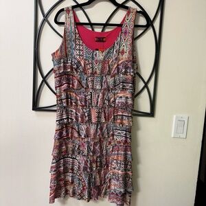 ISLE Valley ruffle Multicolor Patterned Sleeveless Dress